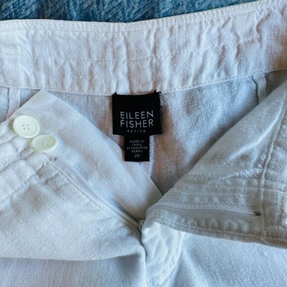 Eileen Fisher White Linen Lightweight Coastal Vacation Beach Small Ankle Pants - Picture 4 of 6